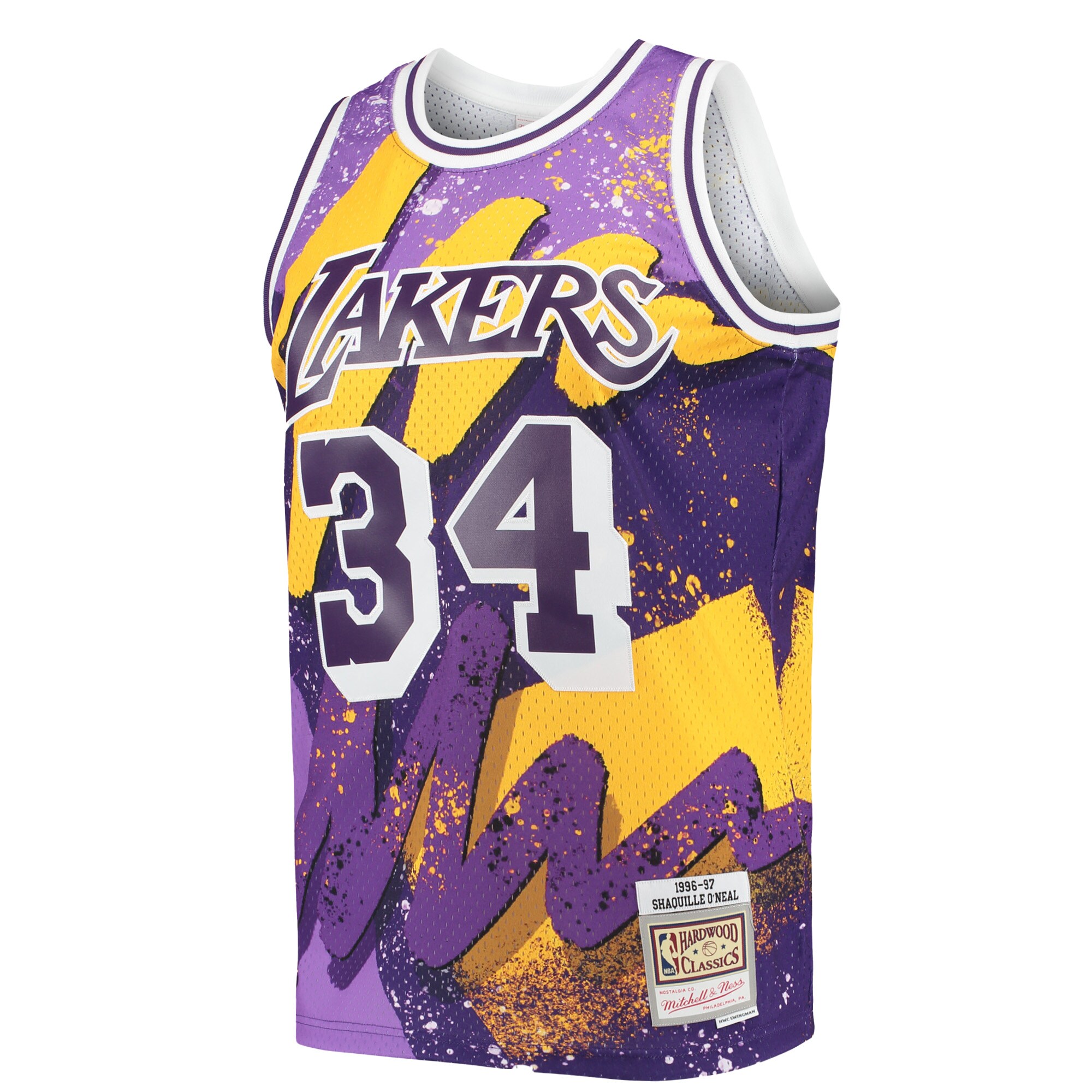 Shaquille O’Neal Los Angeles Lakers Mitchell & Ness Hardwood Classics 1996/97 Hyper Hoops Swingman Jersey – Purple Clowdercats
