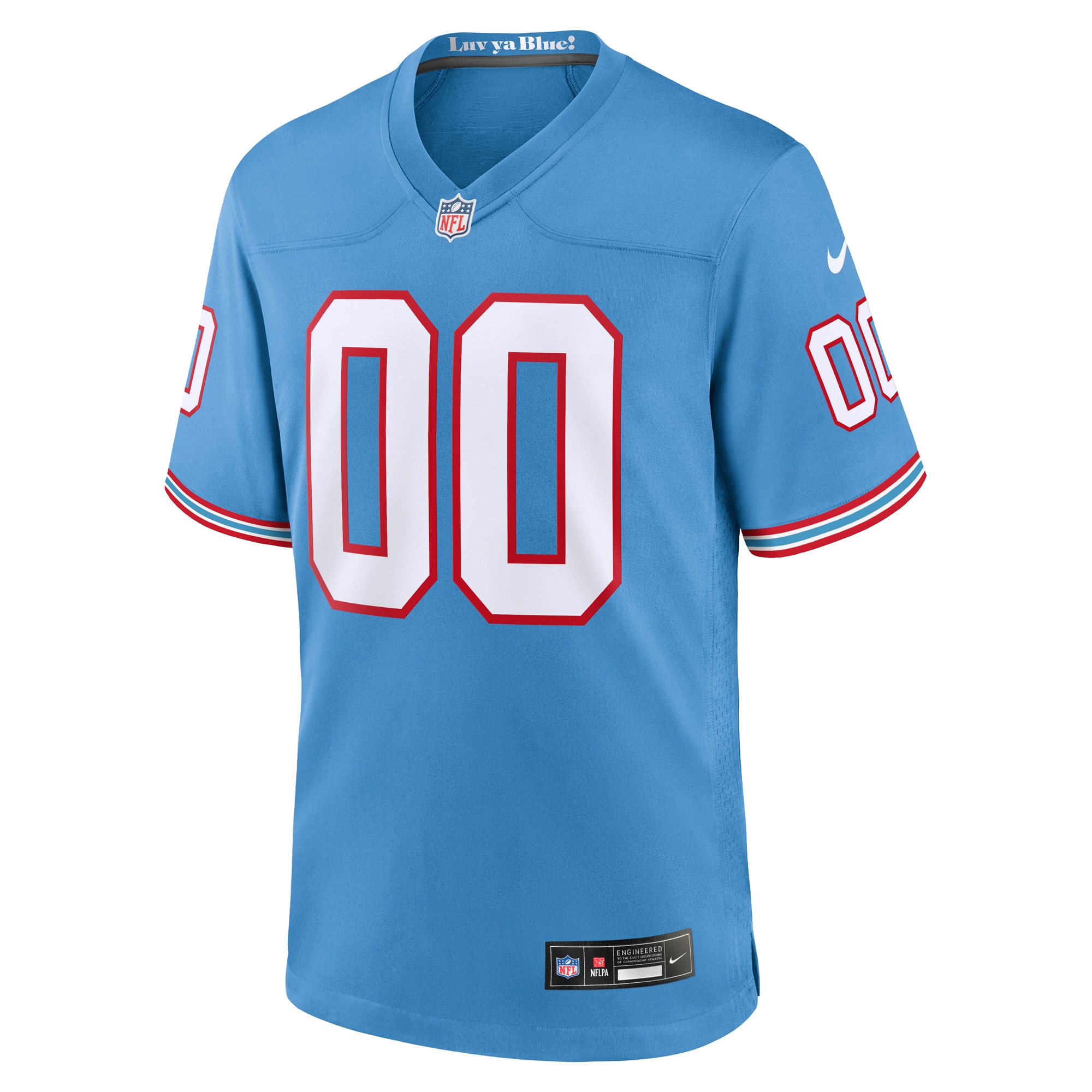 Tennessee Titans Nike Oilers Throwback Custom Game Jersey – Light Blue Clowdercats