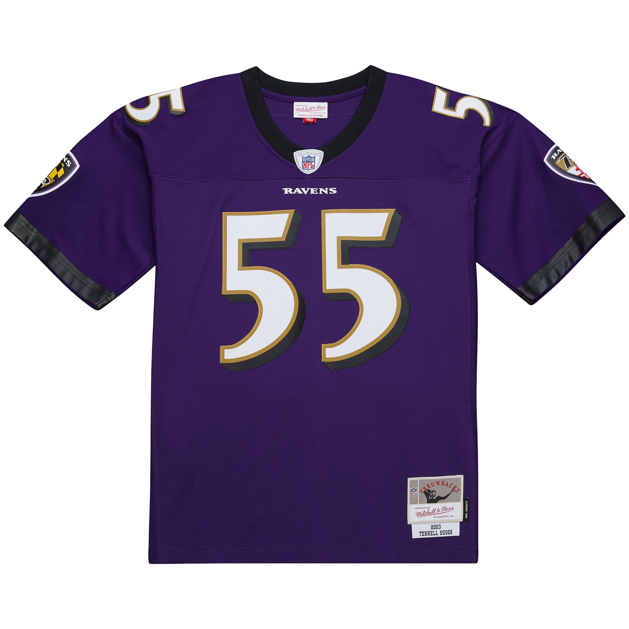 Terrell Suggs Baltimore Ravens Mitchell & Ness 2003 Legacy Replica Jersey – Purple Clowdercats