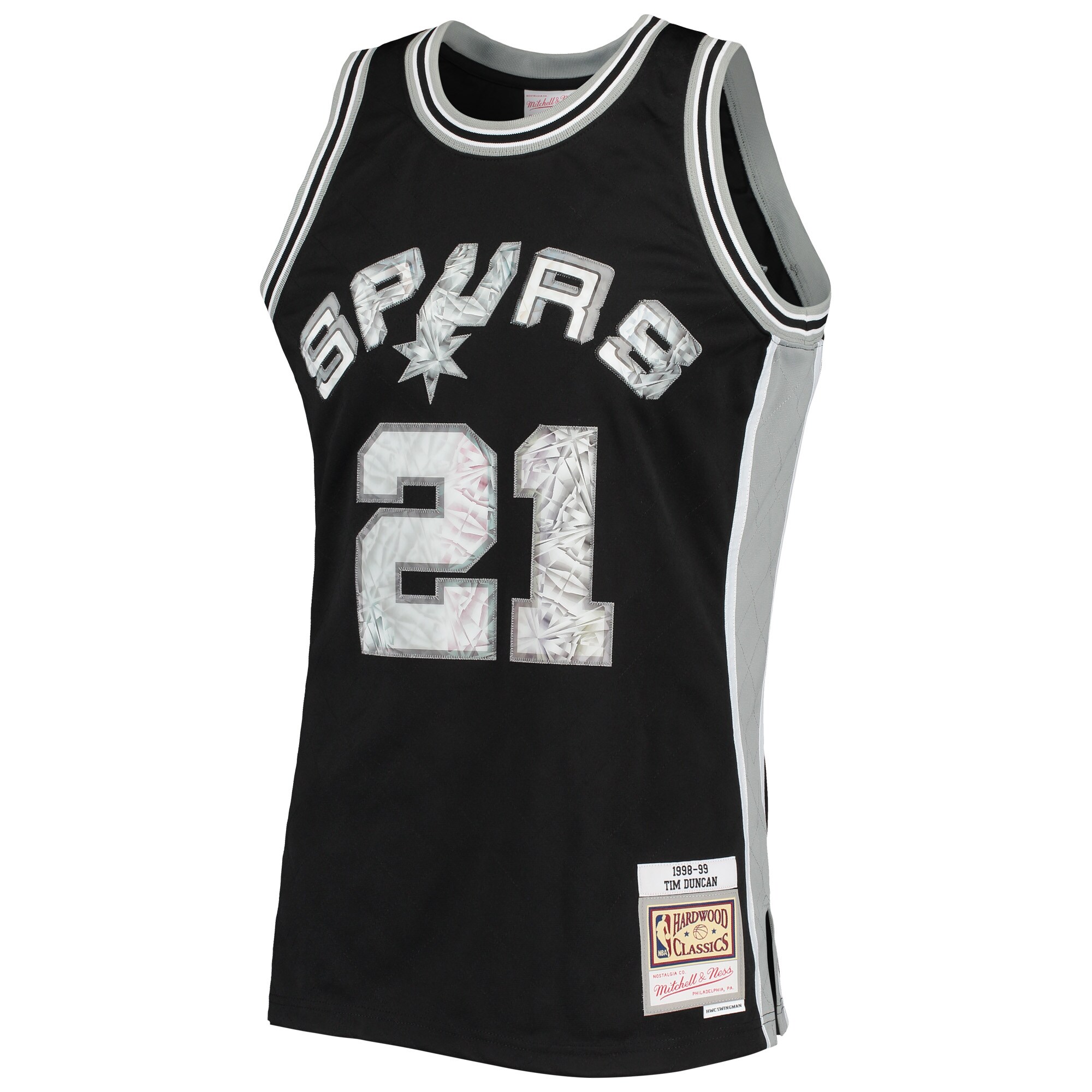 Tim Duncan San Antonio Spurs Mitchell & Ness 1998/99 Hardwood Classics NBA 75th Anniversary Diamond Swingman Jersey – Black Clowdercats