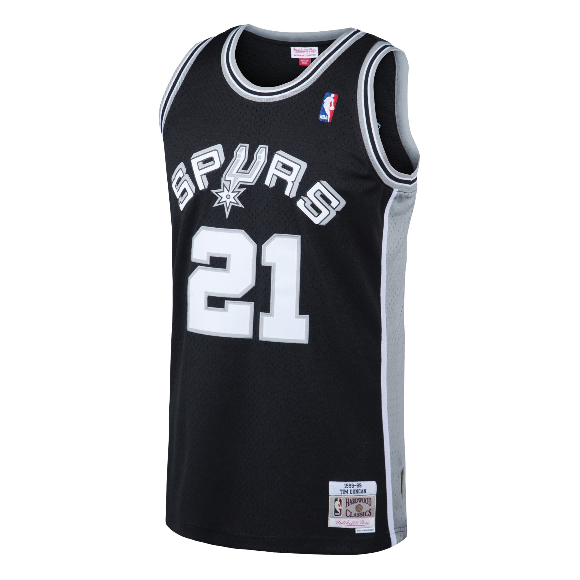 Tim Duncan San Antonio Spurs Mitchell & Ness 1998/99 Hardwood Classics Swingman Jersey – Black Clowdercats