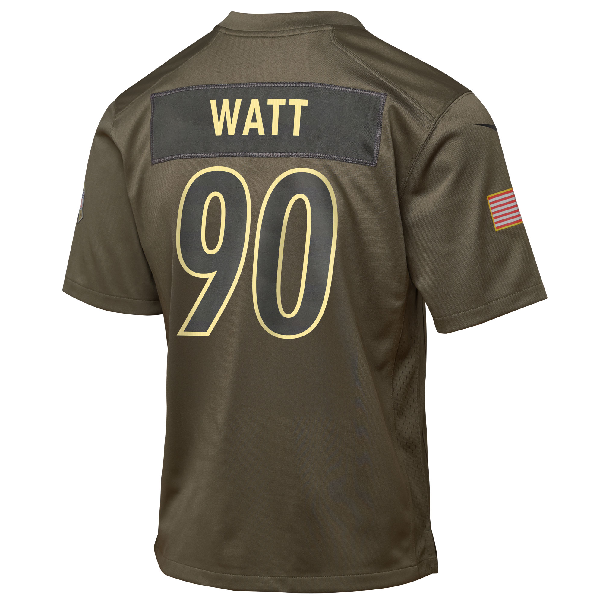 T.J. Watt Pittsburgh Steelers Nike Youth 2025 Salute to Service Game Jersey – Olive Clowdercats