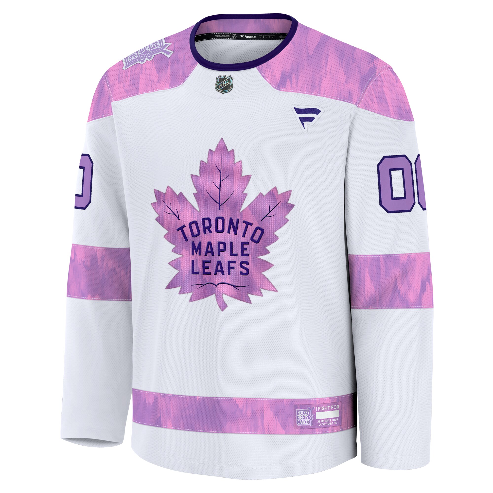 Toronto Maple Leafs Fanatics 2024 Hockey Fights Cancer Custom Practice Jersey – White Clowdercats