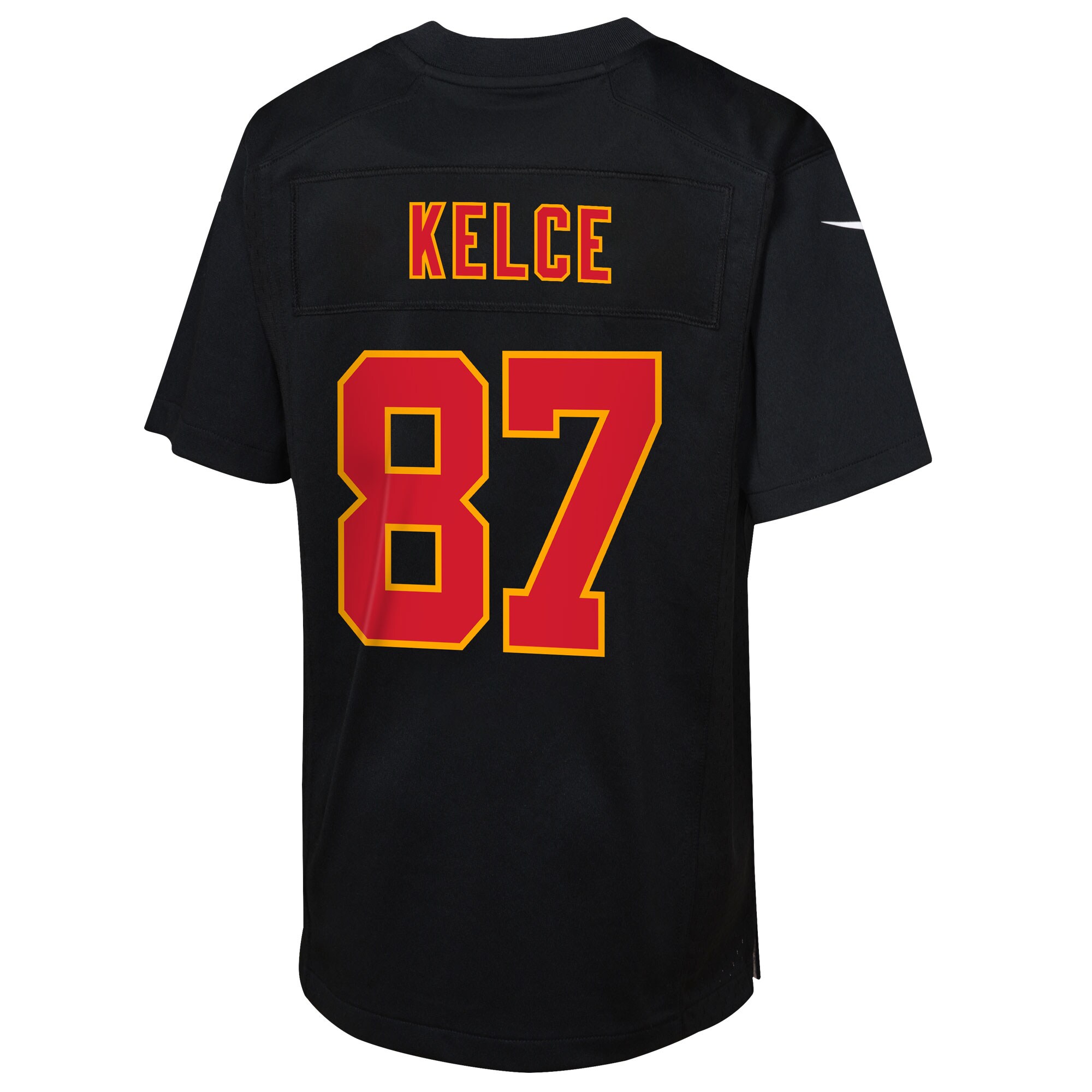 Travis Kelce Kansas City Chiefs Nike Youth Super Bowl LIX Patch Fashion Game Jersey – Carbon Black Clowdercats