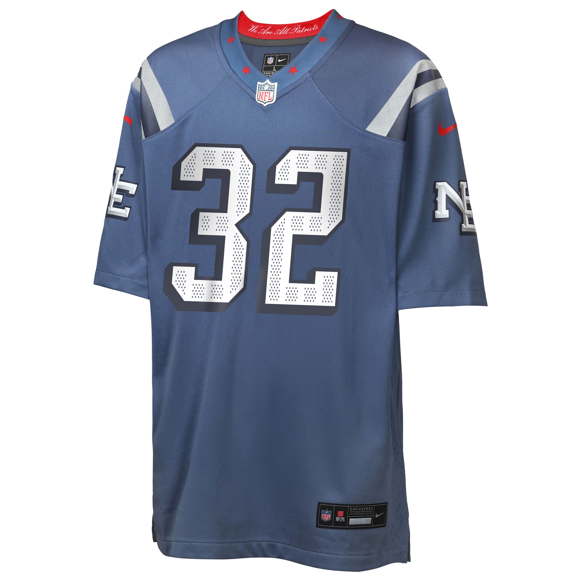 TreVeyon Henderson New England Patriots Nike Youth 2025 Rivalries Collection Game Jersey – Storm Blue Clowdercats