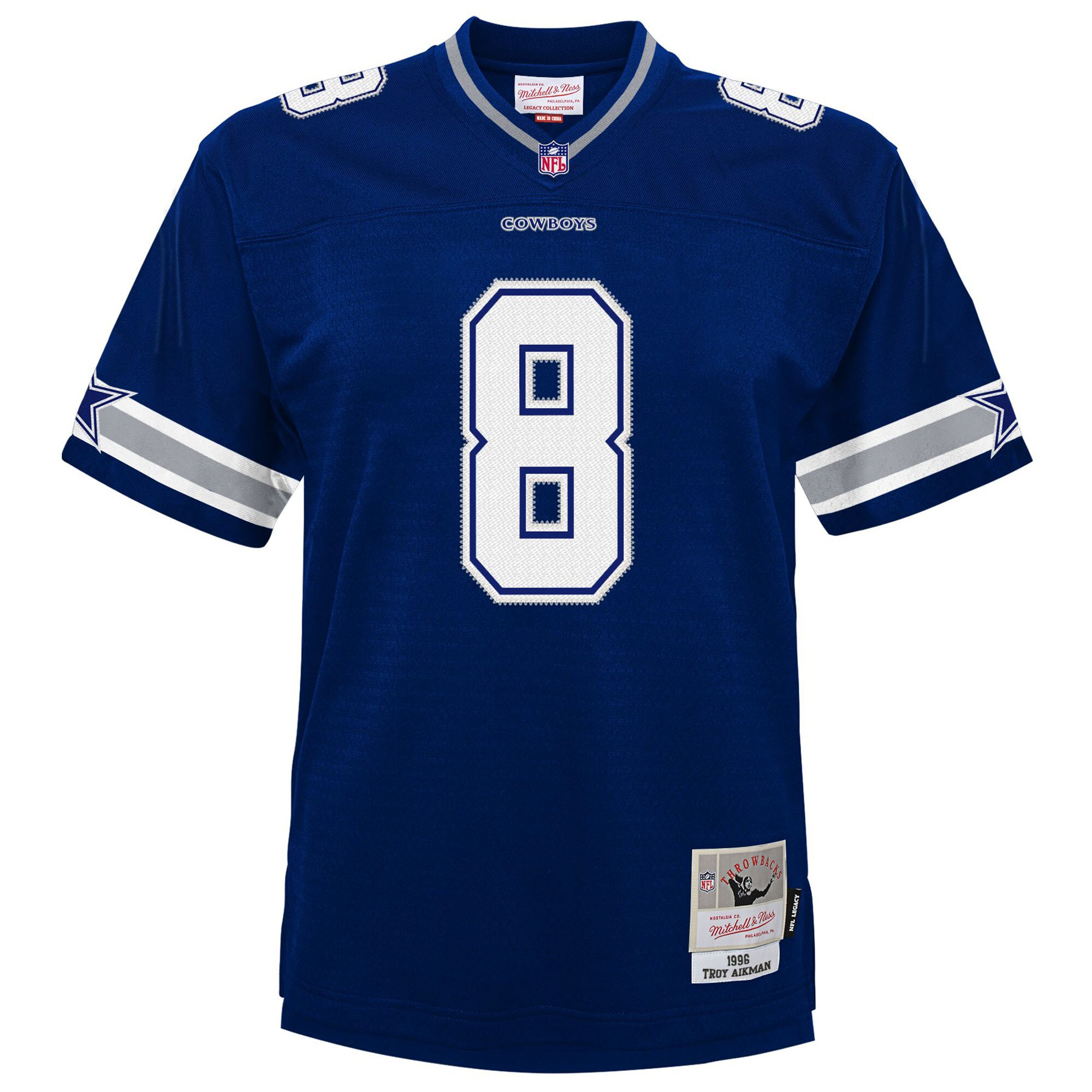 Troy Aikman Dallas Cowboys Mitchell & Ness Youth 1996 Legacy Jersey – Navy Clowdercats