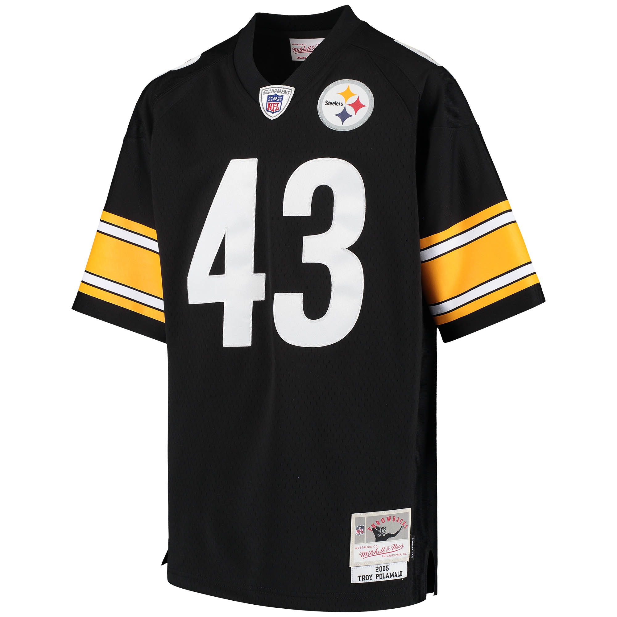 Troy Polamalu Pittsburgh Steelers Mitchell & Ness Youth 2005 Gridiron Classics Retired Player Legacy Jersey – Black Clowdercats