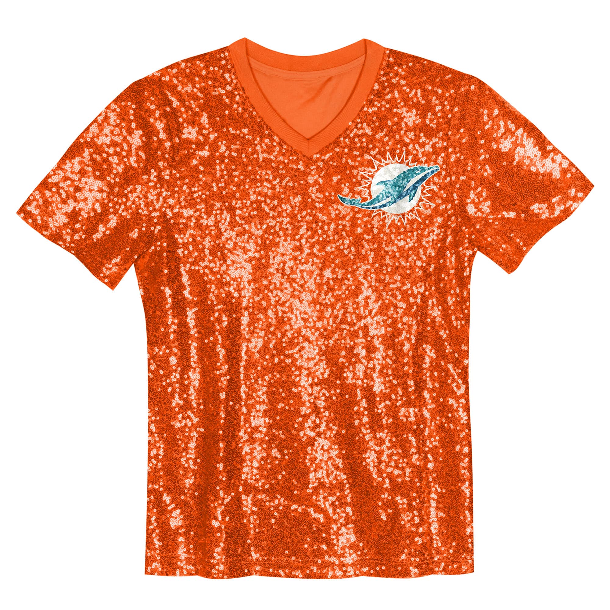 Tyreek Hill Miami Dolphins Girls Youth Sequin V-Neck Fashion Jersey – Orange Clowdercats