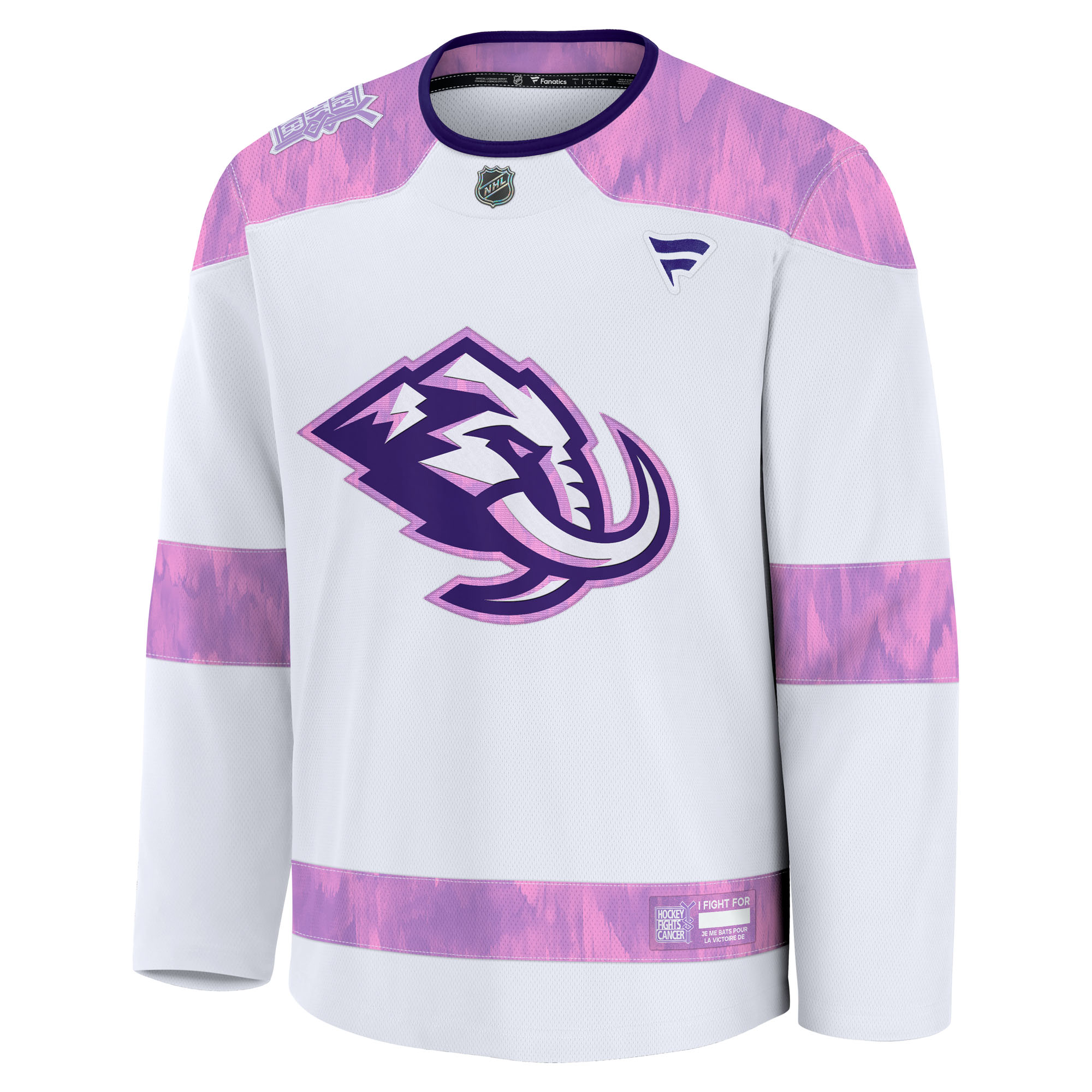 Utah Mammoth Fanatics Hockey Fights Cancer Survivor Practice Jersey – White Clowdercats