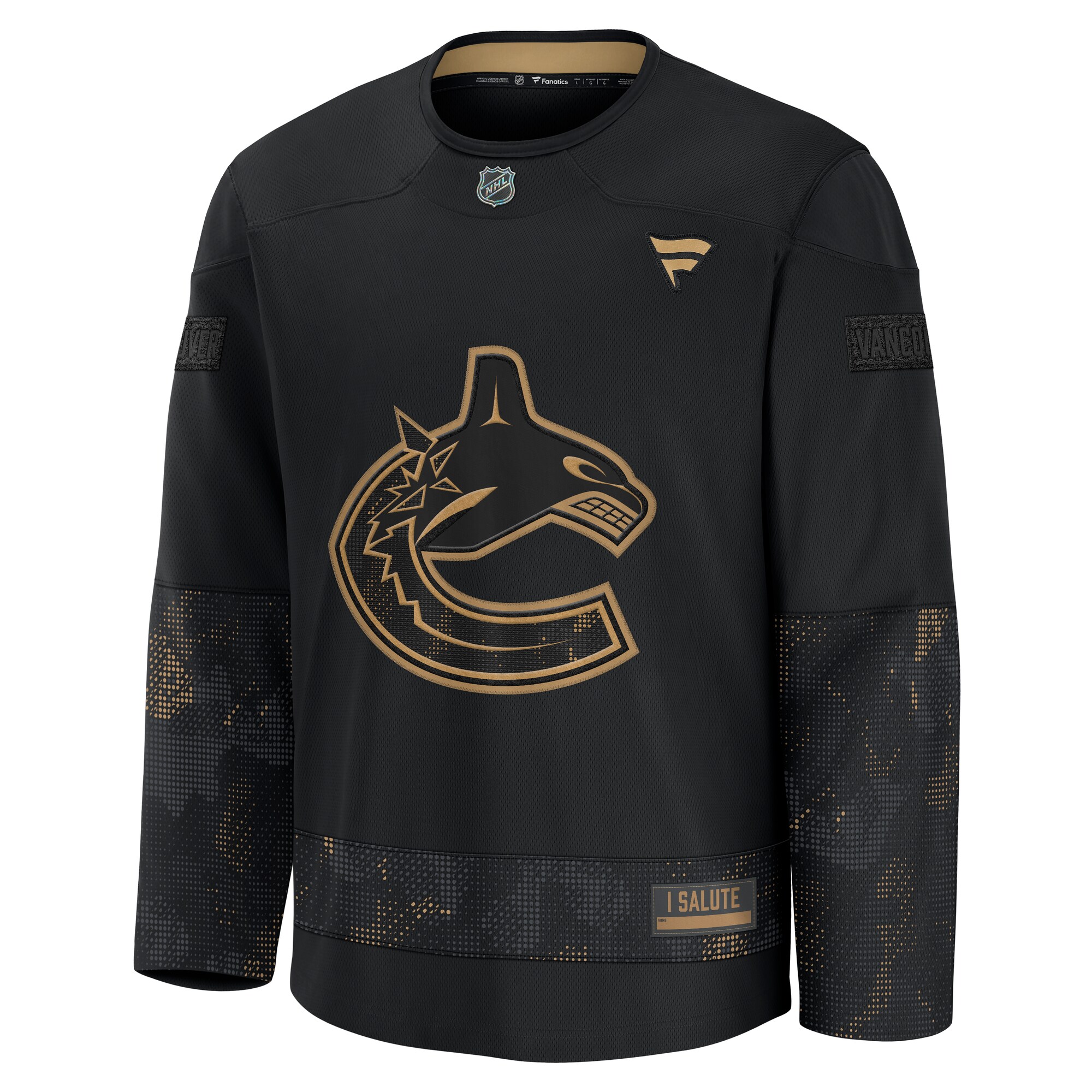 Vancouver Canucks Fanatics 2024 Military Appreciation Practice Jersey – Black Clowdercats