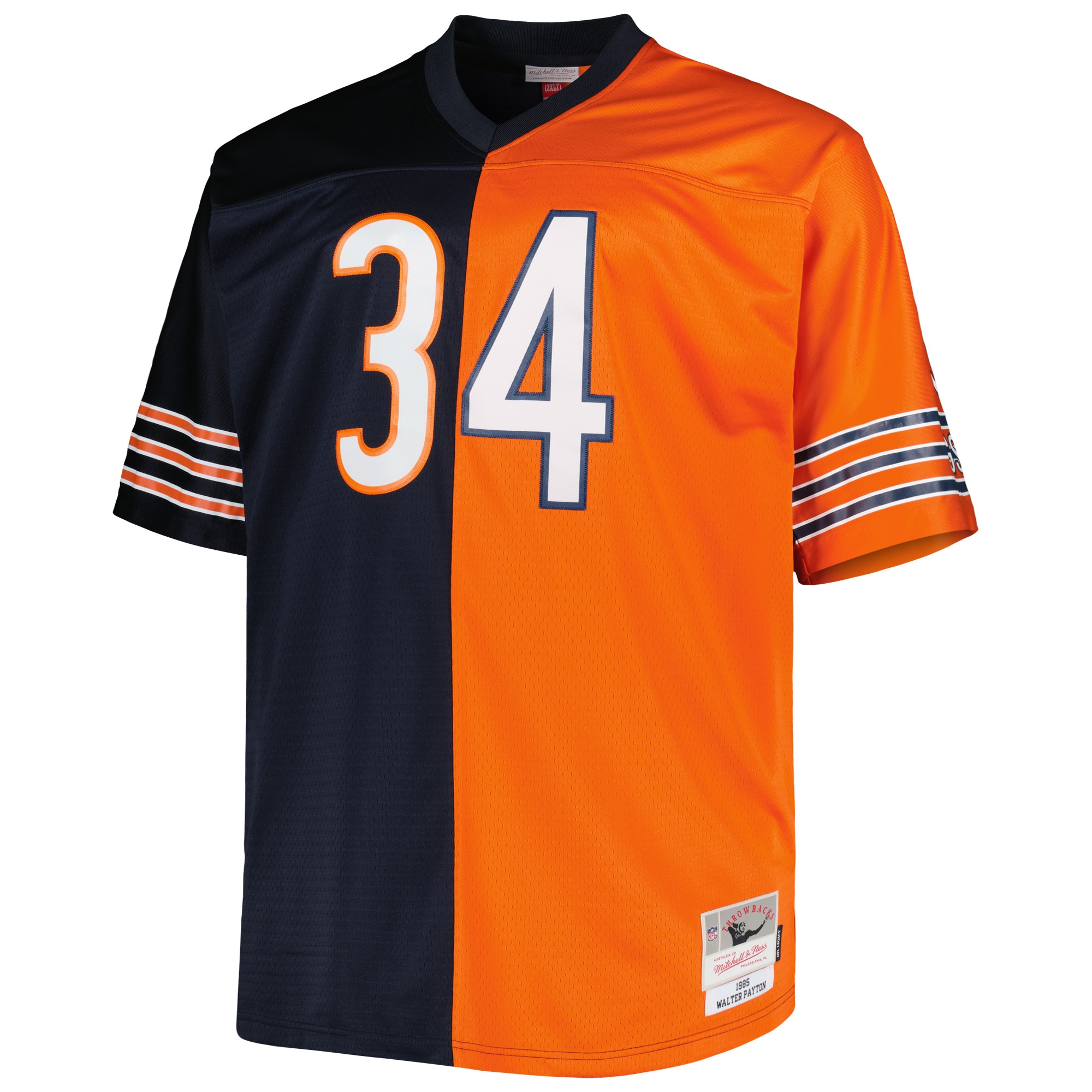 Walter Payton Chicago Bears Mitchell & Ness Big & Tall Split Legacy Retired Player Replica Jersey – Navy/Orange Clowdercats