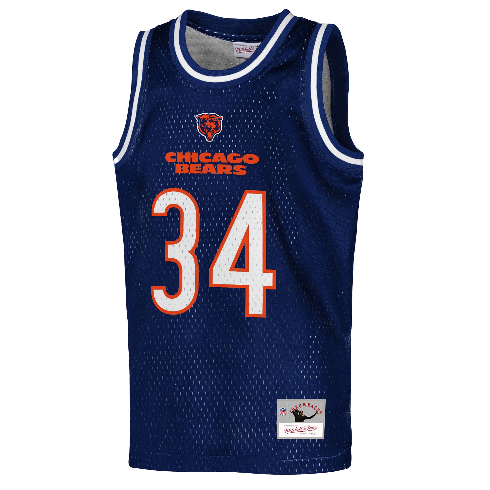 Walter Payton Chicago Bears Mitchell & Ness Youth Retired Player NFL Basketball Fashion Jersey – Navy Clowdercats