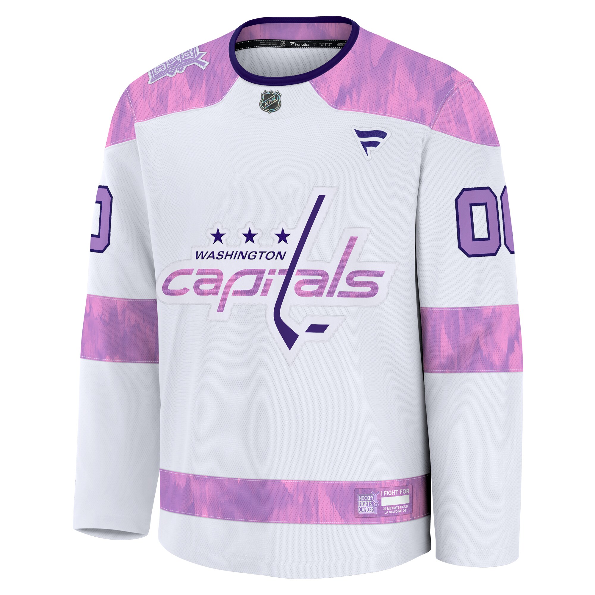 Washington Capitals Fanatics 2024 Hockey Fights Cancer Custom Practice Jersey – White Clowdercats
