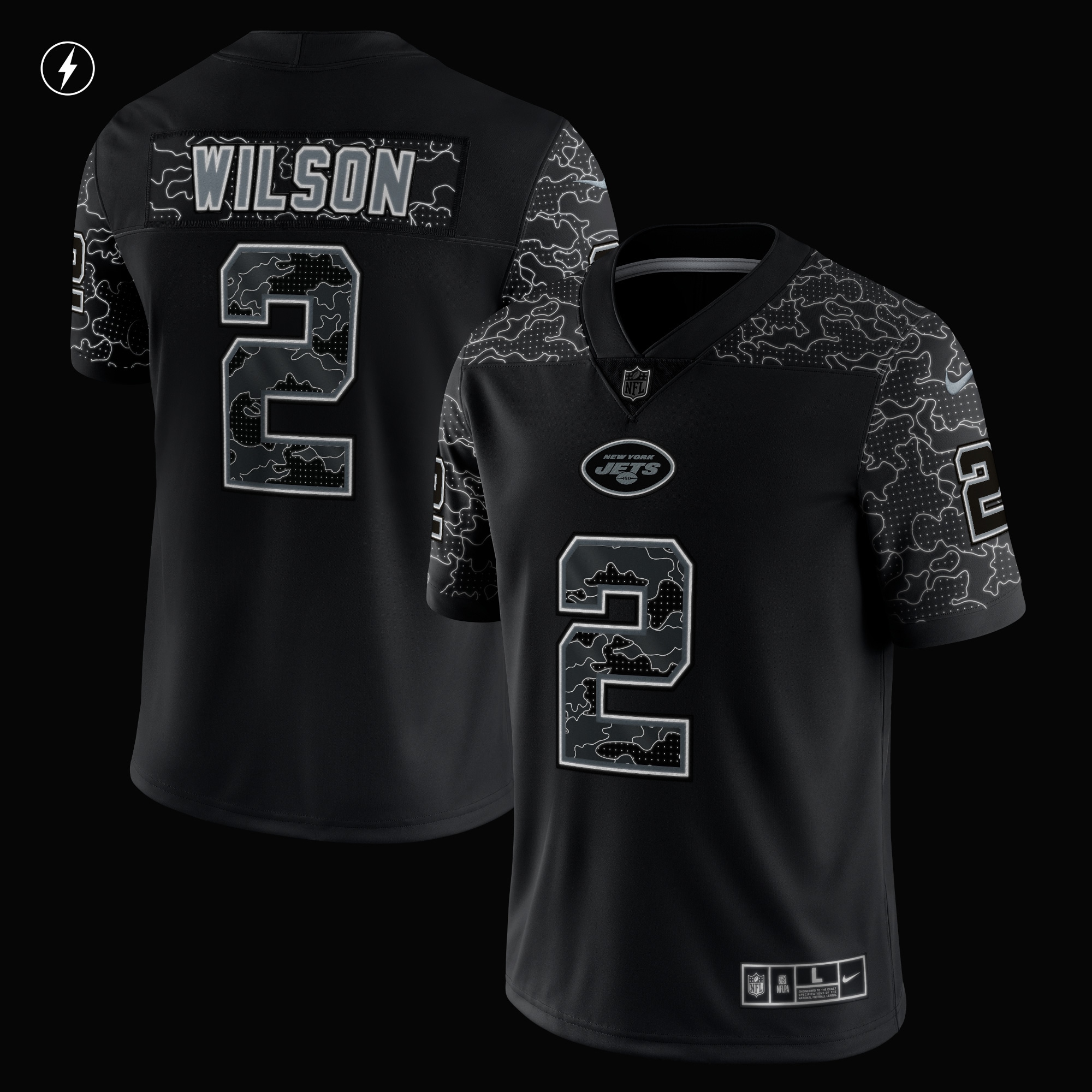 Zach Wilson New York Jets Nike RFLCTV Limited Jersey – Black Clowdercats