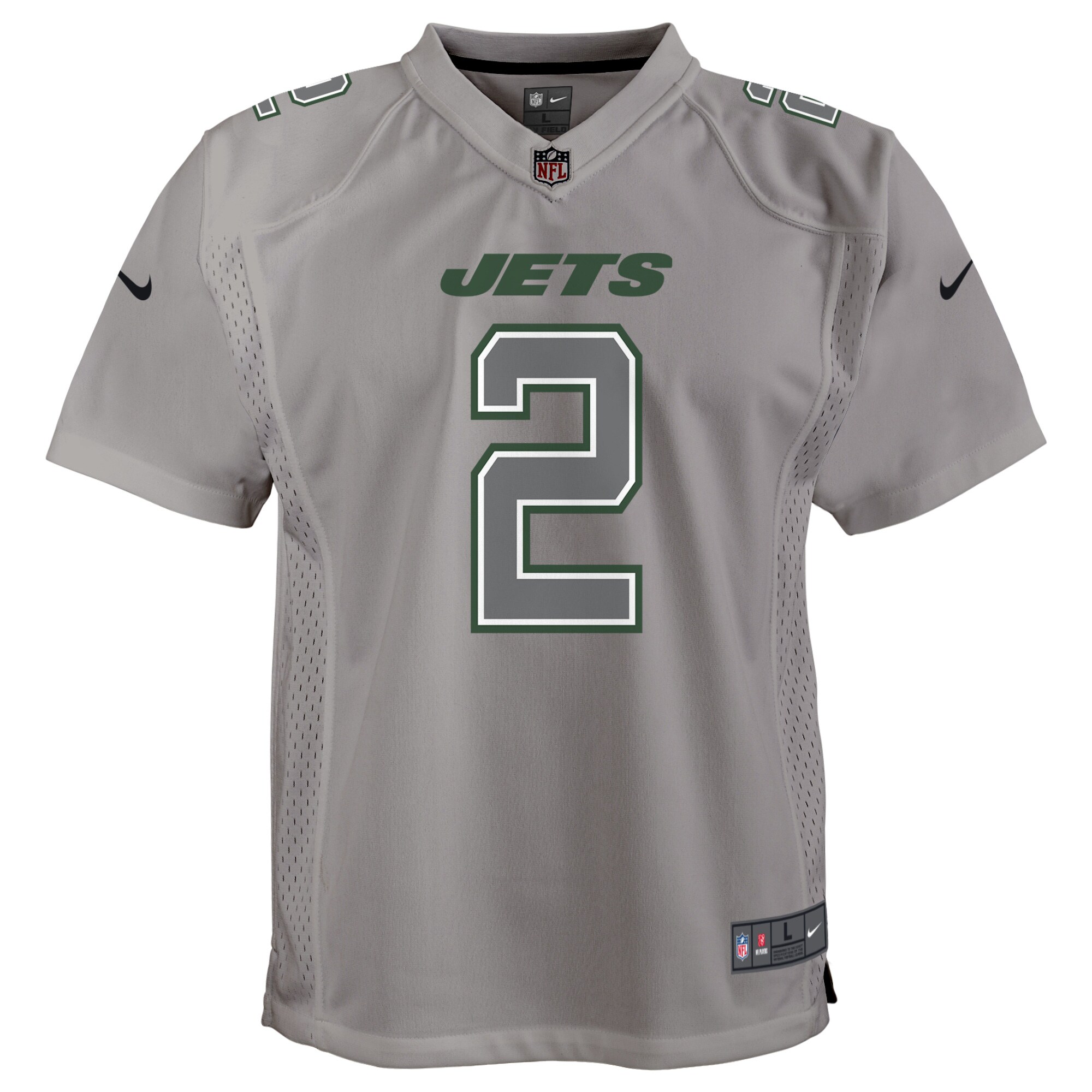 Zach Wilson New York Jets Nike Youth Atmosphere Game Jersey – Gray Clowdercats